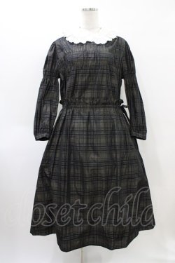 画像1: Jane Marple / Memory shadow check shirring dress  ブラック H-26-04-02-1008-JM-OP-KB-ZH