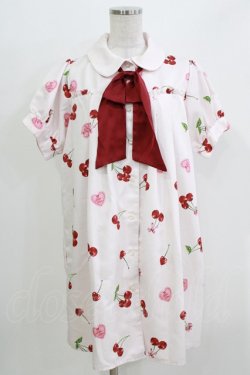 画像1: Ank Rouge / Lacy Heart Cherryシャツワンピース M オフ H-26-04-02-050-CA-OP-NS-ZH