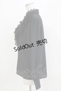 画像2: axes femme / リボンタイ付レースフリルブラウス M ブラック H-26-04-02-055-AX-BL-NS-ZH