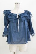 an another angelus / レース使いオフショルケーププルオーバーブラウス Free BLUE H-26-04-02-056-CA-BL-NS-ZH