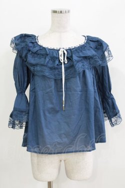 画像1: an another angelus / レース使いオフショルケーププルオーバーブラウス Free BLUE H-26-04-02-056-CA-BL-NS-ZH