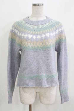 画像1: axes femme POETIQUE / トランプ求心柄ニットプルオーバー M ブルー H-26-04-02-064-AX-TO-NS-ZH