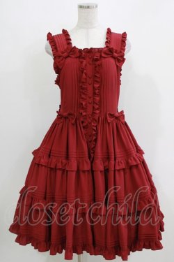 画像1: metamorphose / ピンタックティアードジャンパースカート サイズ1 えんじ H-26-04-02-008-ME-OP-NS-ZH