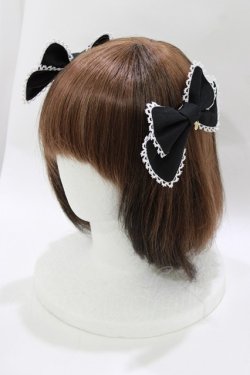 画像1: metamorphose / チャーム付リボンクリップ（2個1SET）  ブラック H-26-04-02-075-ME-AC-NS-ZH