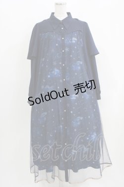 画像1: axes femme / ステラートプリントシャツワンピース Free ネイビー H-26-04-02-018-AX-OP-NS-ZH