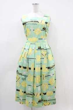 画像1: Jane Marple / Jolies broderies square dress  citron green H-26-04-03-027-JM-OP-KB-ZH