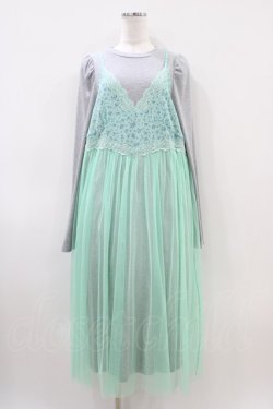 画像1: Candy Stripper / LINGERIE LAYERED DRESS  グレー×ミント H-26-04-03-034-PU-OP-KB-ZH