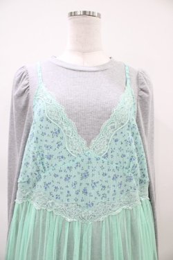 画像3: Candy Stripper / LINGERIE LAYERED DRESS  グレー×ミント H-26-04-03-034-PU-OP-KB-ZH
