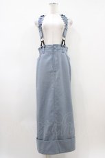 画像1: Jane Marple / フラワーサスペンダーロングスカート  ブルー H-26-04-03-044-JM-SK-KB-ZH (1)