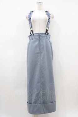 画像1: Jane Marple / フラワーサスペンダーロングスカート  ブルー H-26-04-03-044-JM-SK-KB-ZH