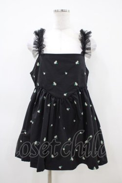 画像1: Candy Stripper / TINY FLOWER MINI ONE-PIECE  ブラック H-26-04-03-047-PU-OP-KB-ZH