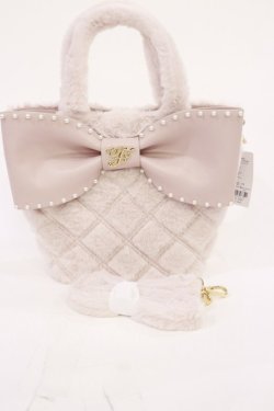 画像1: Maison de FLEUR / フェイクファーパールリボントートバッグ  ピンク H-26-04-03-1039-LO-BG-NS-ZH