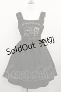 Amavel / トランプ刺繍ジャンパースカート M ブラック H-26-04-03-1013-CA-OP-NS-ZH
