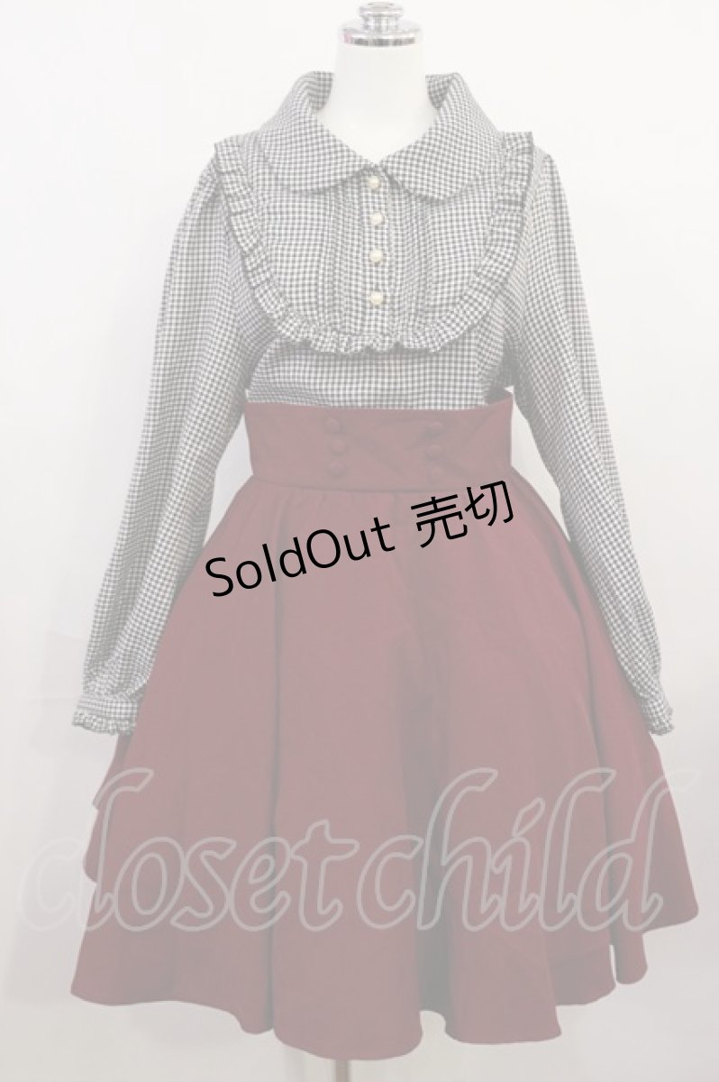 画像1: Favorite / 千鳥格子切替ワンピース XL ブラック千鳥/ボルドー H-26-04-03-1016-LO-OP-NS-ZH (1)