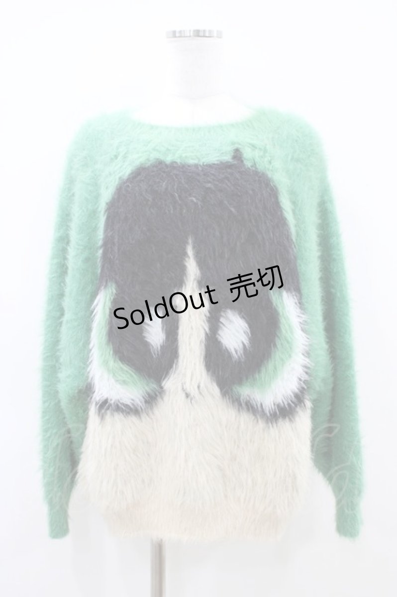 画像1: Candy Stripper / THE POWERPUFF GIRLS FACE KNIT  GREEN(BUTTERCUP) H-26-04-03-060-PU-TO-KB-ZT048 (1)