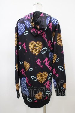 画像2: NieR Clothing / 総柄ZIPパーカー  黒 H-26-04-03-065-PU-TO-KB-ZH