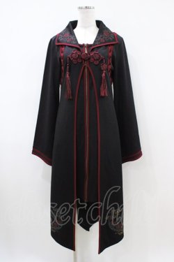 画像1: Ozz oneste / レイヤード風ロングカーディガン  黒×赤 H-26-04-03-015-OO-TO-KB-ZH