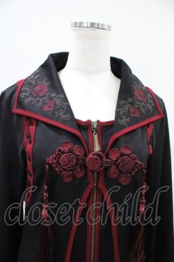 画像4: Ozz oneste / レイヤード風ロングカーディガン  黒×赤 H-26-04-03-015-OO-TO-KB-ZH