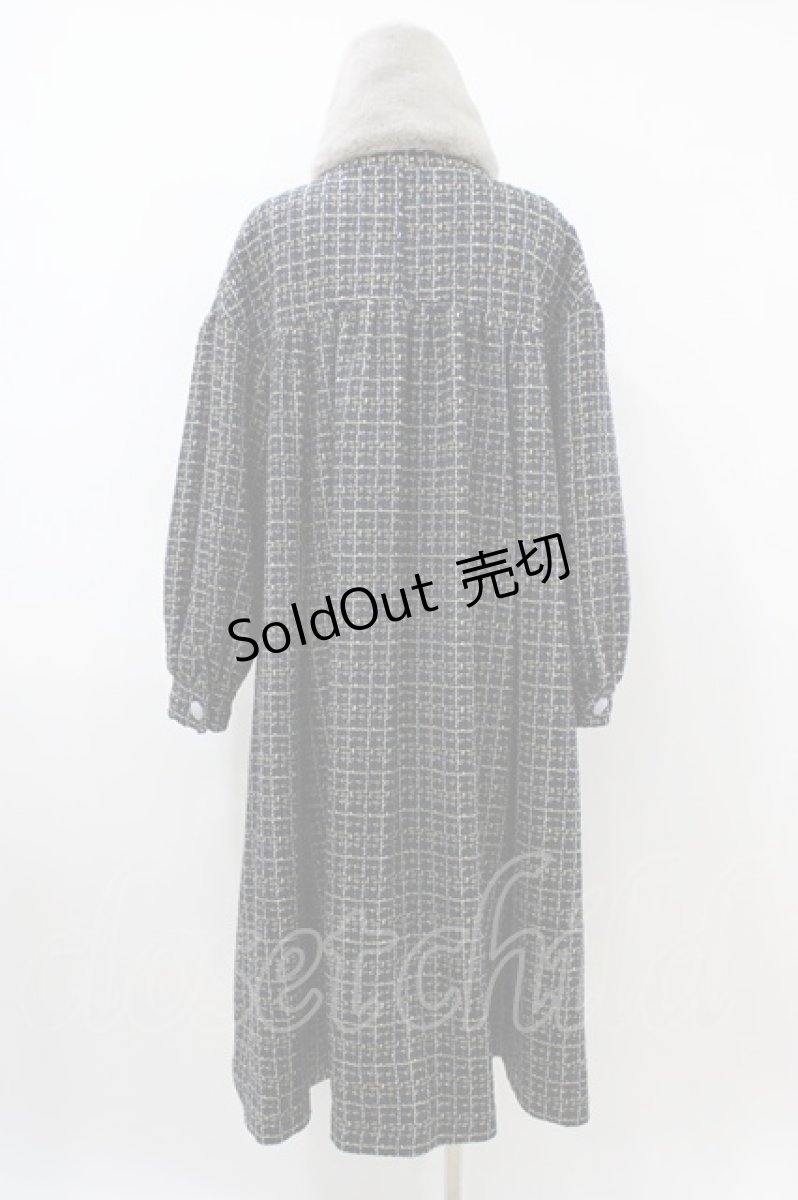 画像2: Maison de minette / Glitter tweed coat&fur tippet  navy H-26-04-03-018-LO-CO-KB-ZTC054 (2)