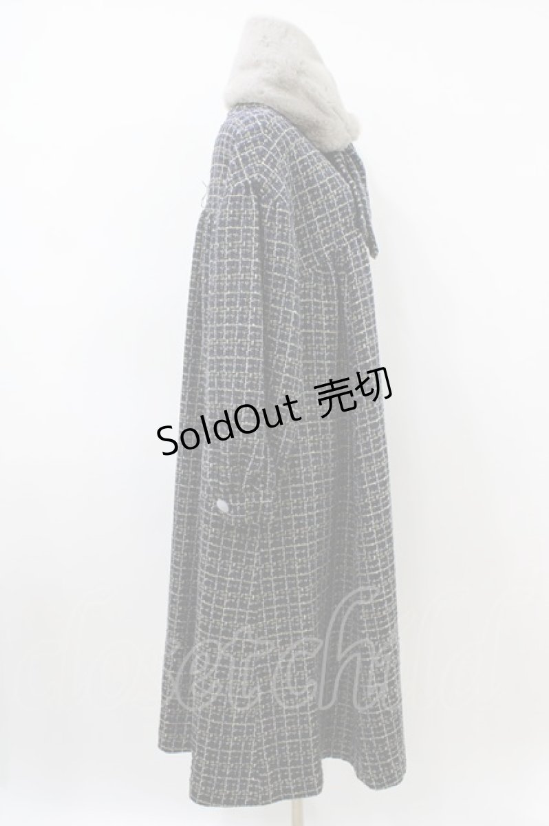 画像3: Maison de minette / Glitter tweed coat&fur tippet  navy H-26-04-03-018-LO-CO-KB-ZTC054 (3)