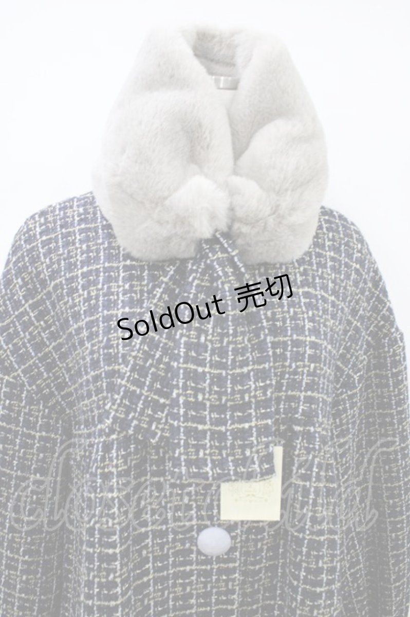 画像4: Maison de minette / Glitter tweed coat&fur tippet  navy H-26-04-03-018-LO-CO-KB-ZTC054 (4)