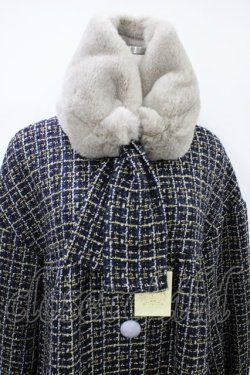 画像4: Maison de minette / Glitter tweed coat&fur tippet  navy H-26-04-03-018-LO-CO-KB-ZH
