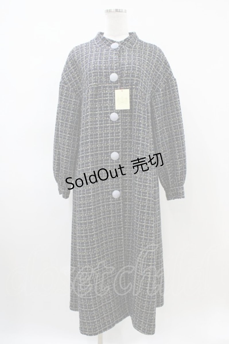 画像5: Maison de minette / Glitter tweed coat&fur tippet  navy H-26-04-03-018-LO-CO-KB-ZTC054 (5)