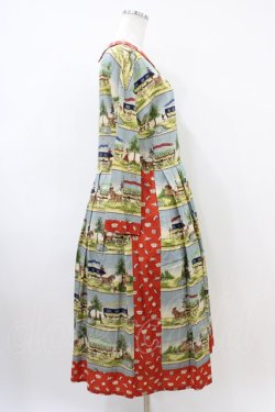 画像3: Jane Marple / Board gameタブリエドレス  ブルーグレー×レッド H-26-04-03-021-JM-OP-KB-ZH