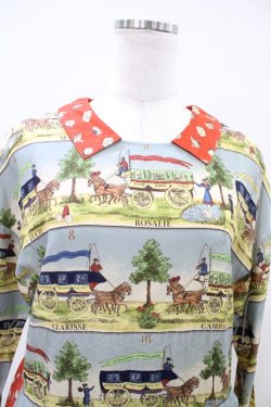 画像4: Jane Marple / Board gameタブリエドレス  ブルーグレー×レッド H-26-04-03-021-JM-OP-KB-ZH