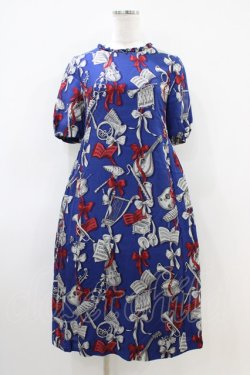 画像1: Jane Marple / Pieces of musicランタンスリーブドレス  ライトネイビー H-26-04-03-023-JM-OP-KB-ZH