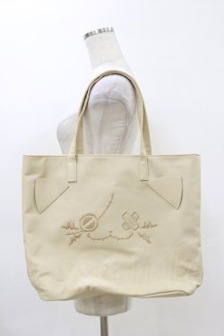 画像1: NieR Clothing / 猫耳付き大容量PU LEATHER TOTE BAG  ミケ(ベージュ) H-26-04-04-001-PU-BG-AK-ZH