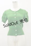 Emily Temple cute / ラメボーダー半袖カーデ  グリーン H-26-04-04-036-ET-TO-KB-ZH