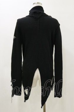 画像2: h.naoto Blood / ハイネックダメージニットカーディガン  黒 H-26-04-04-039-HN-TO-AK-ZH