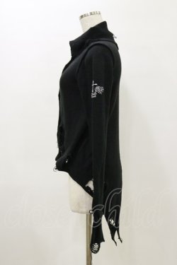 画像3: h.naoto Blood / ハイネックダメージニットカーディガン  黒 H-26-04-04-039-HN-TO-AK-ZH
