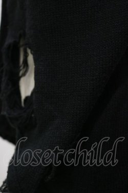 画像4: h.naoto Blood / ハイネックダメージニットカーディガン  黒 H-26-04-04-039-HN-TO-AK-ZH