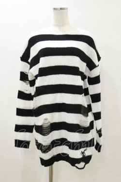 画像1: NieR Clothing / ボーダーニット  白×黒 H-26-04-04-040-PU-TO-AK-ZH