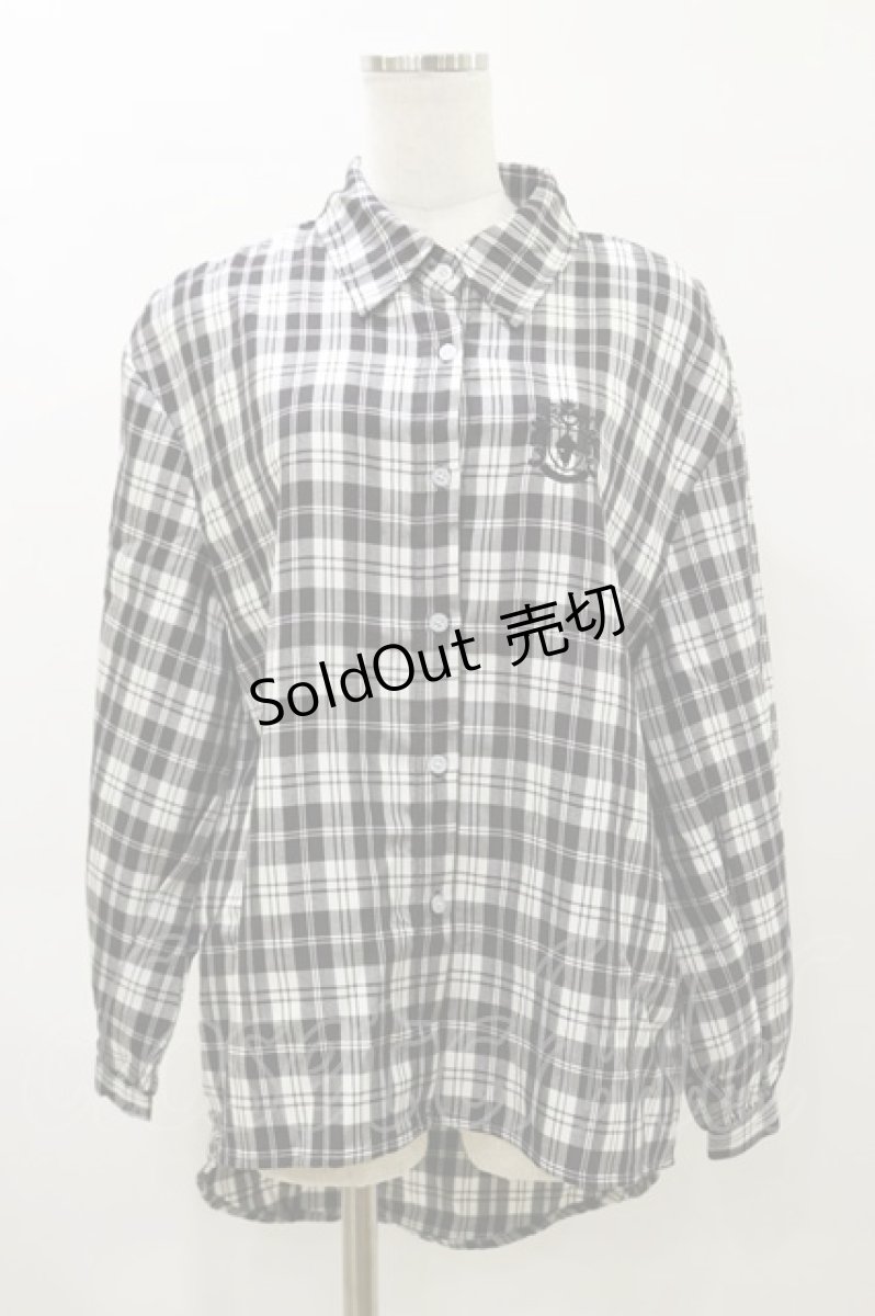 画像1: NieR Clothing / チェックシャツ F 白×黒 H-26-04-04-041-PU-BL-AK-ZH (1)
