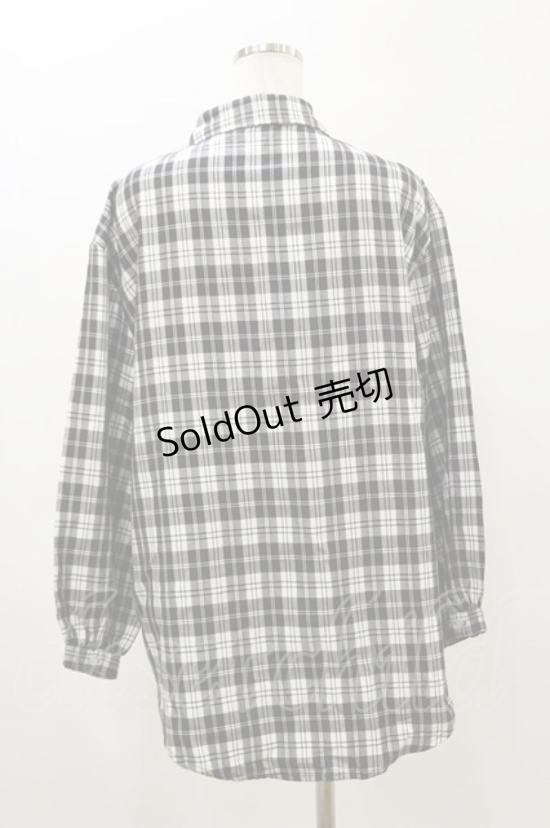画像2: NieR Clothing / チェックシャツ F 白×黒 H-26-04-04-041-PU-BL-AK-ZH (2)