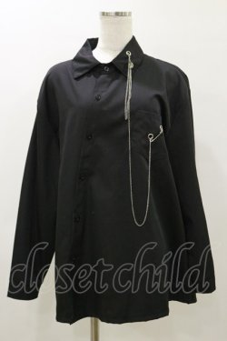 画像1: NieR Clothing / チェーン付きシャツ F 黒 H-26-04-04-042-PU-BL-AK-ZH