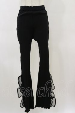 画像1: lilLilly / リブフリルパンツ  黒 H-26-04-04-047-LO-PA-KB-ZH