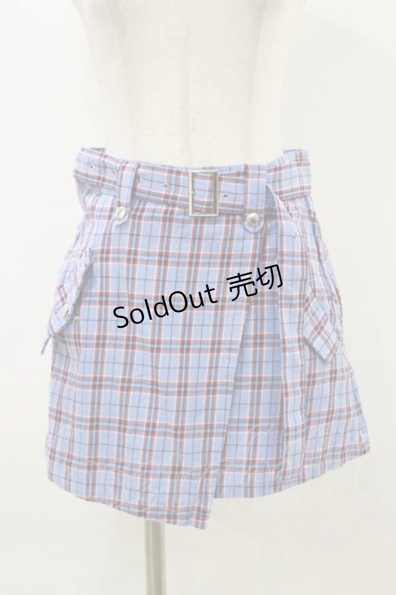 画像1: Candy Stripper / CHECK BELTED SKIRT S ブルー H-26-04-04-050-PU-SK-KB-ZH (1)