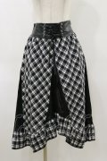 LISTEN FLAVOR / コルセット風切り替えレースアップスカート  ブラックチェック H-26-04-04-055-PU-SK-KB-ZH