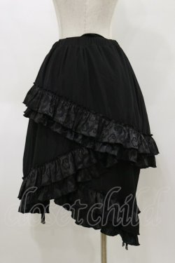 画像2: Qutie Frash / ジャガードフリル3段フリルスカート  黒 H-26-04-04-057-QU-SK-AK-ZH