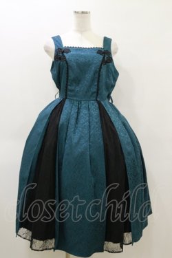 画像1: axes femme kawaii / チャイナジャガードジャンスカ  ブルーグリーン H-26-04-04-062-AX-OP-KB-ZH