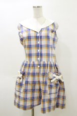 画像1: Katie / SHAKE A CHECK! play suit - ブルー H-26-04-04-066-LO-OP-KB-ZH (1)