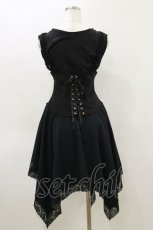 画像2: MR corset / コルセット風切替ノースリーブワンピース  黒 H-26-04-04-068-PU-OP-AK-ZH (2)
