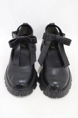 画像1: Fi.n.t / ビッグリボン厚底パンプス L/24.5cm~25cm BLACK H-26-04-04-1001-CA-SH-NS-ZH