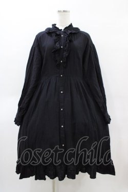 画像1: NIBBLE POISON / ガーゼフリルシャツワンピース M ブラック H-26-04-04-1037-0-OP-NS-ZH