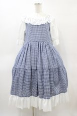 画像1: marcHenTica / チェックティアードワンピース Free ブルー H-26-04-04-1040-LO-OP-NS-ZH (1)