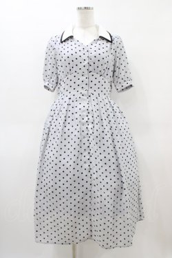 画像1: F&A / リップルドット柄クレリックワンピース Free L/GRAY×BK H-26-04-04-1041-LO-OP-NS-ZH